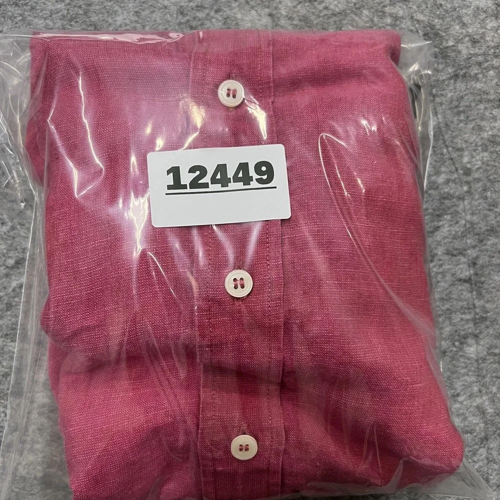 Banana Republic Shirt Mens M Pink Linen Long Sleeve Button Standard Fit Casual